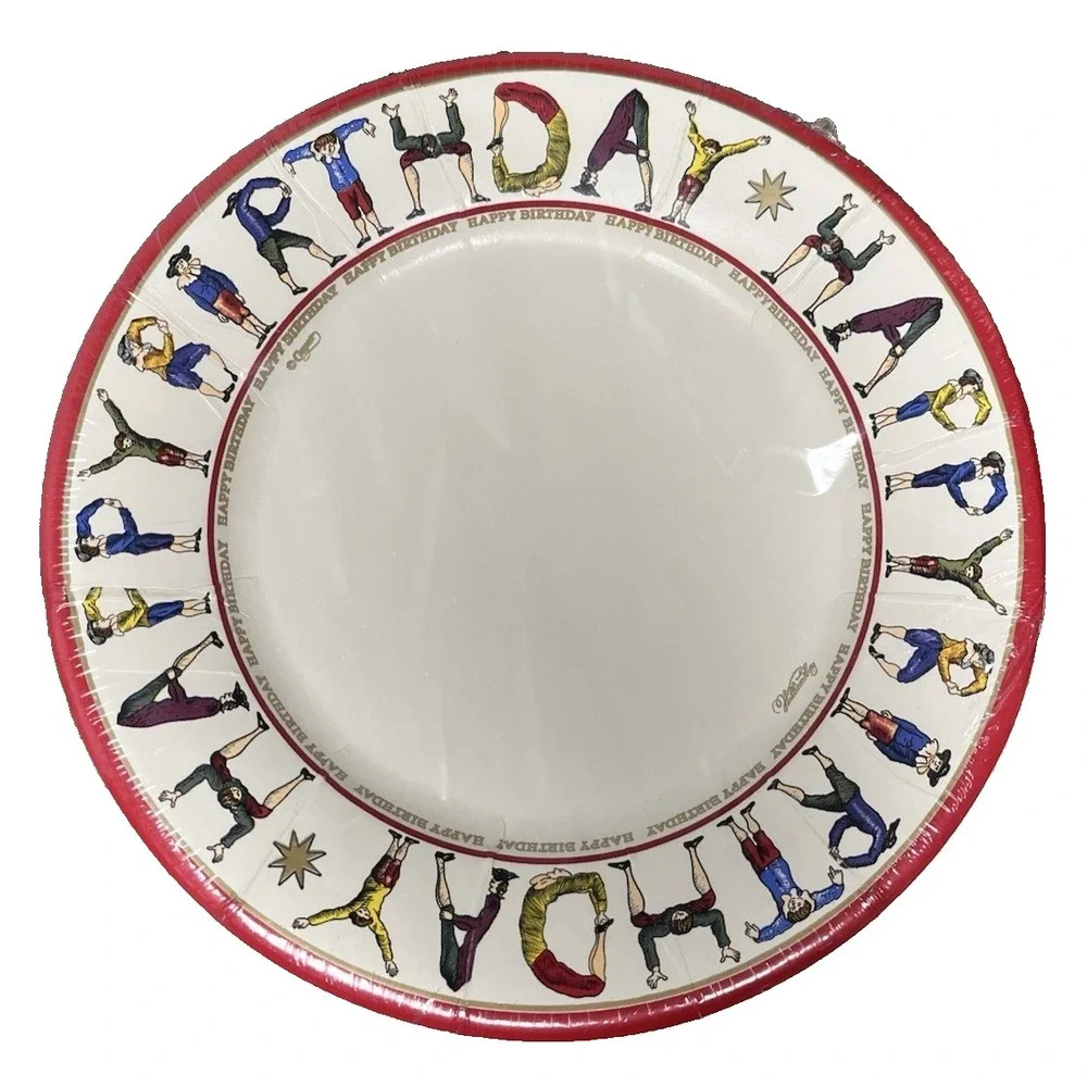 Williamsburg Caspari Round Paper Salad Plates Happy Birthday Hotch Potch Sealed